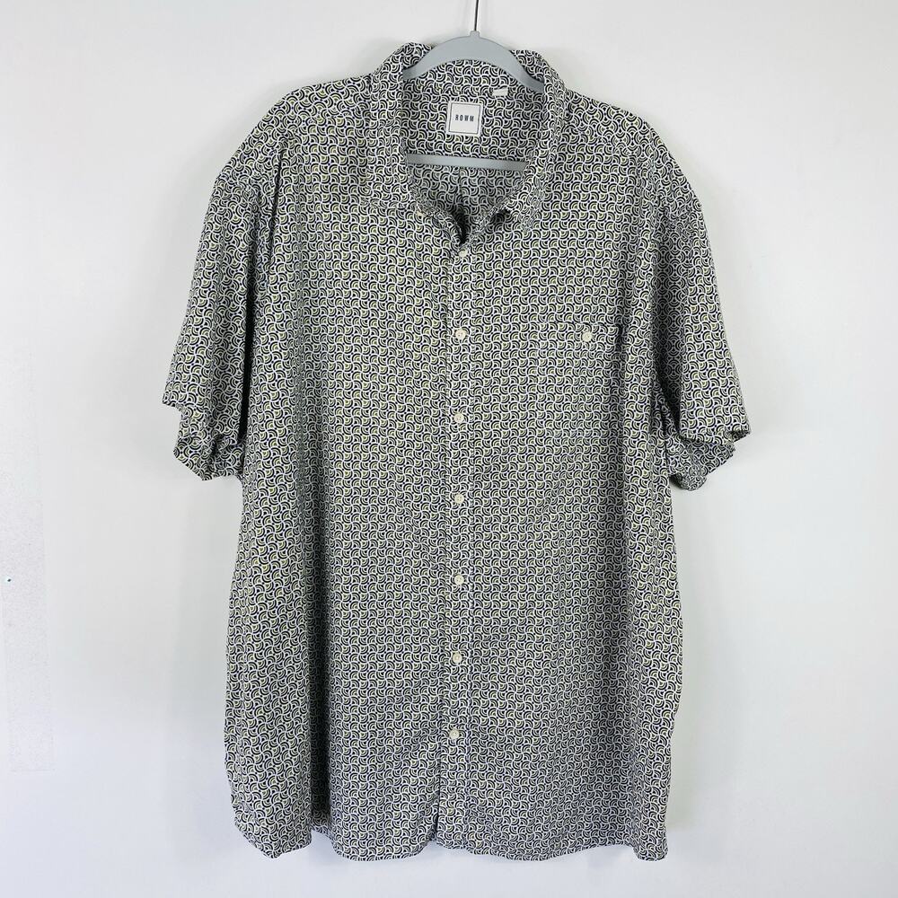 ROWM Button Shirt 4XB 4X Short Sleeve Pocket Casual Cotton Blend